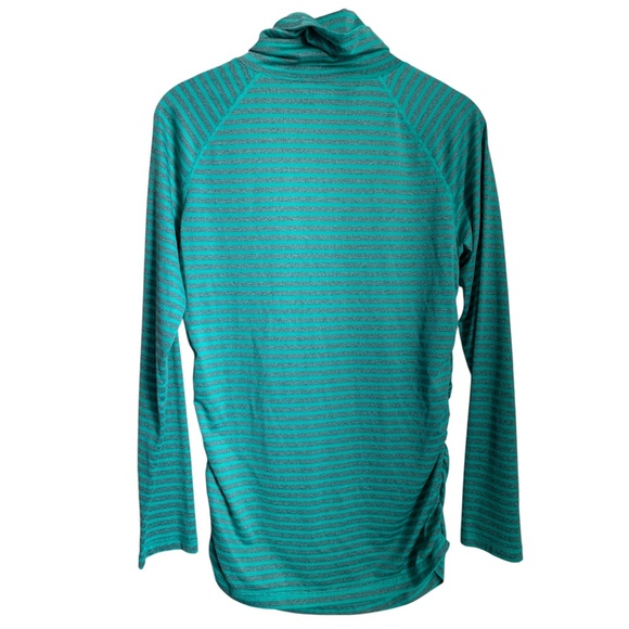 Alpine Women's Top Size Medium Green Stripes Dri-Logic Turtleneck Long Sleeve - Picture 2 of 6